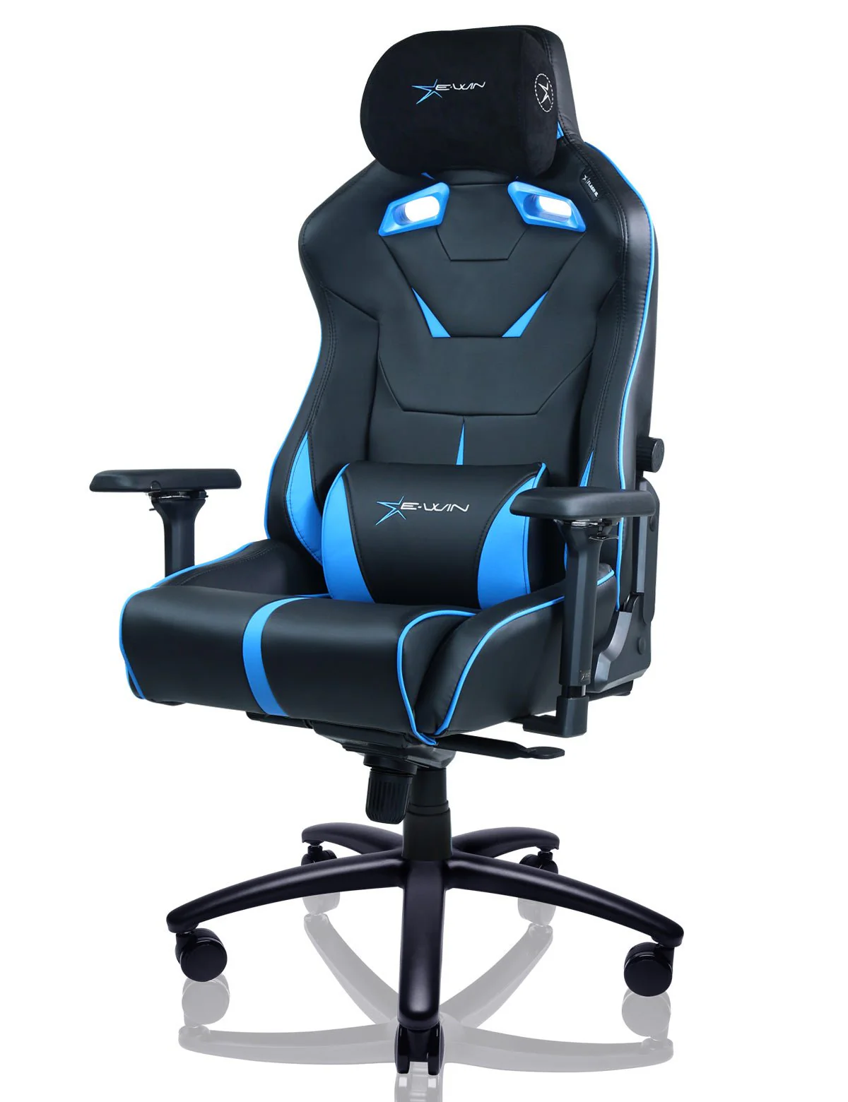 E-WIN Bravon Blue White Sit-to-Stand RGB Gaming Desk & Chair Bundle - Image 41