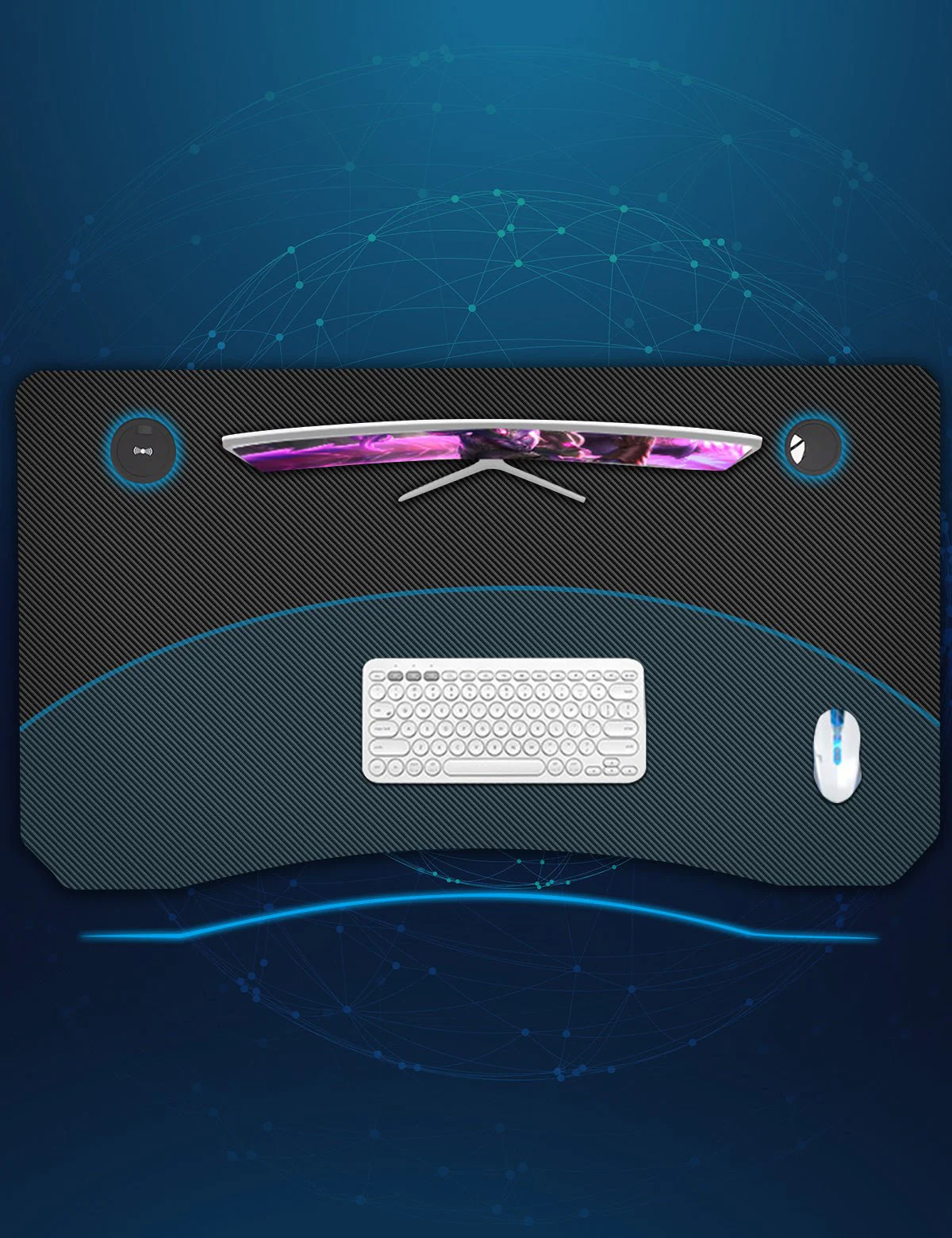 E-WIN Nexus Lucis RGB Gaming Desk with Wireless Charging - Image 6