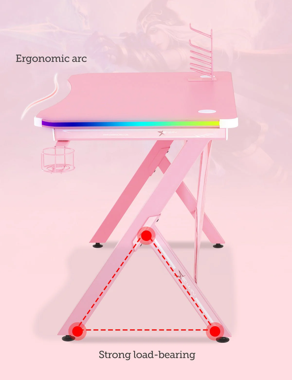 E-WIN Pink Calling Series Bellum Rubrum Brilliance Gaming Setup - Image 5